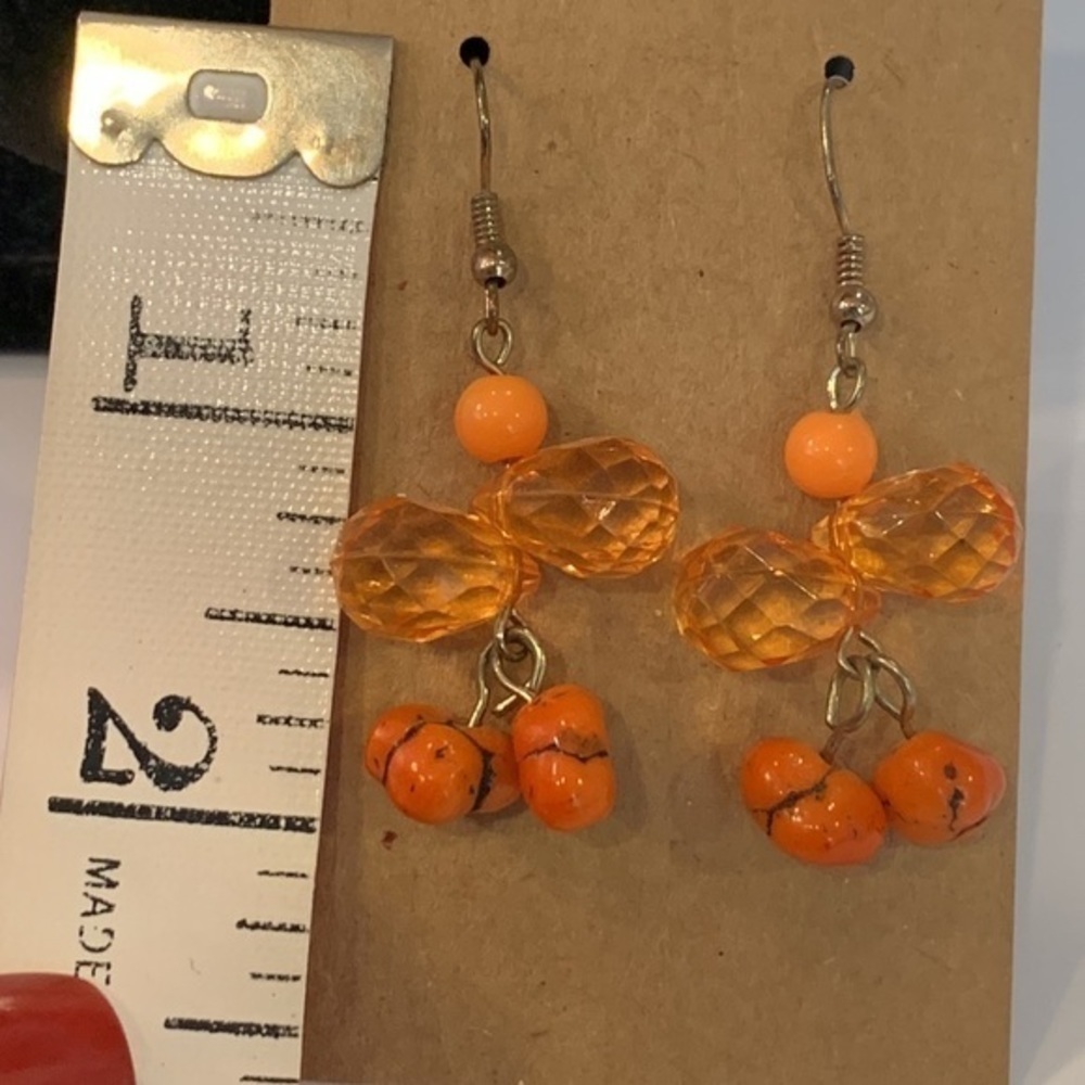 💐5/25 natural orange stone bead faceted teardrop glass bead dangle statement - Picture 4 of 6